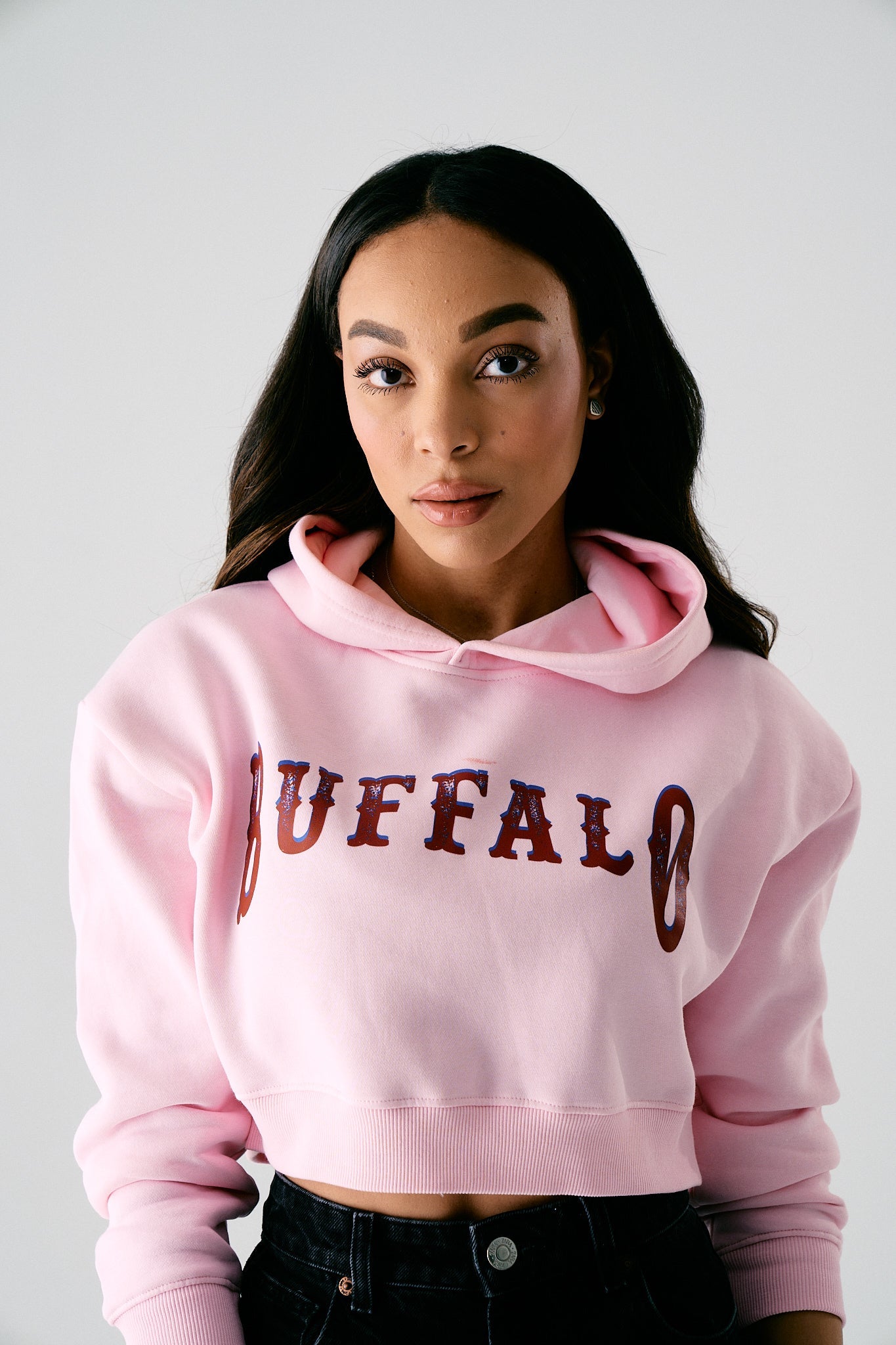 Buffalo Babe Pink Cropped Hoodie