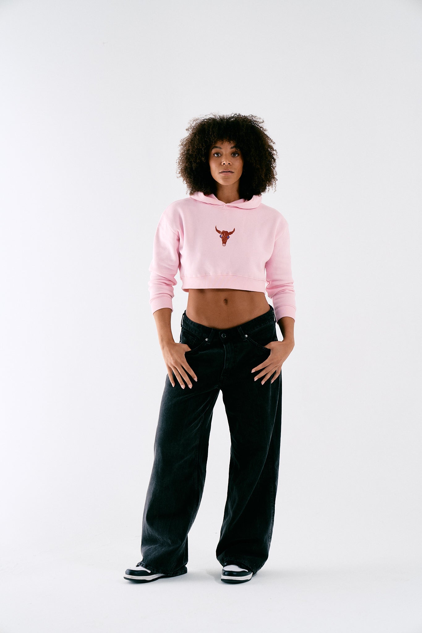 Mafiette Pink Cropped Hoodie