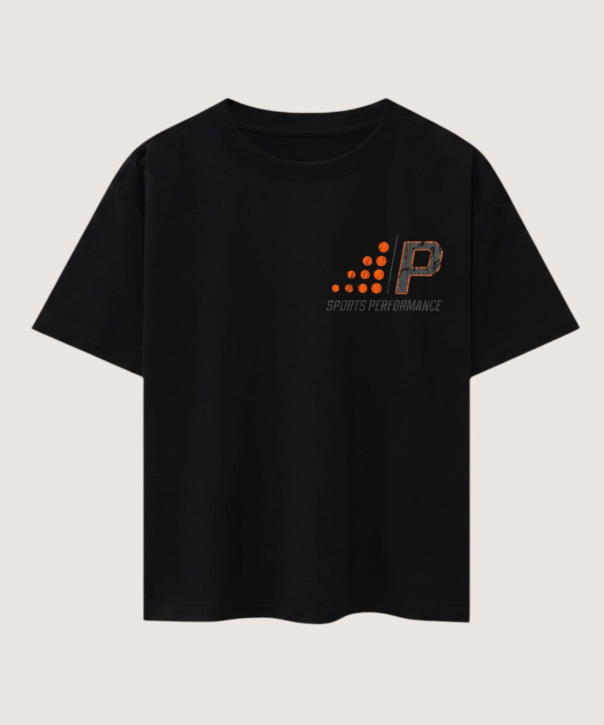 Athlete Xclusive black midweight cotton tee with Proactive Sports Performance logo on chest.